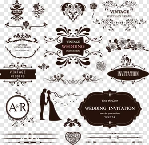 Wedding decorative pattern, Vintage Wedding frame illustration, love, label, text png PNG image
