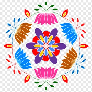 multicolored floral illustration, Rangoli Kolam Dots Thai Pongal, Diwali, flower Arranging, holidays png PNG image