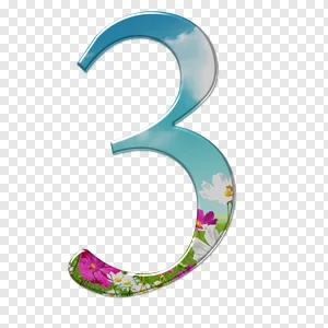 blue and multicolored floral number 3 illustration, Numerical digit Masha Letter Alphabet Number, number 6, presentation, number pngTransparent sticker illustration PNG image