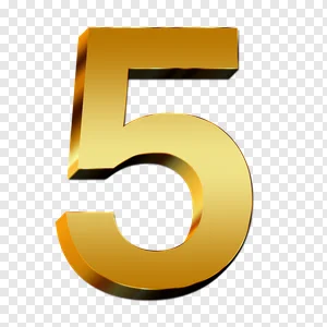 gold-colored 5, Number, Number 5, image File Formats, text, trademark png PNG image