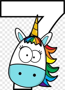 multicolored unicorn and number 7 illustration, Unicorn Personal identification number Numeral system, unicornio, leaf, head, fictional Character png PNG image