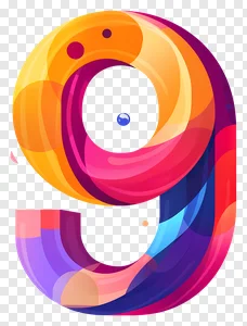 Colorful Decorative Number 9 png PNG image