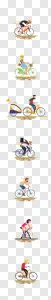 assorted-color bikes collage, Bicycle Cartoon, Bike rider, text, transport, ktm Bike png PNG image
