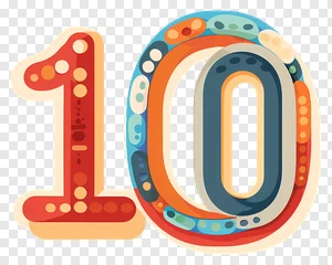 Colorful Decorative Number 10 Design png PNG image