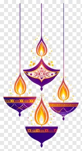 Vibrant Diwali Lanterns & Diyas Illustration PNG - Festive Lights Download preview