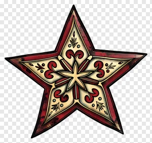 Free Ornate Vintage Red Gold Star PNG | Decorative Emblem Design Transparent Background PNG image