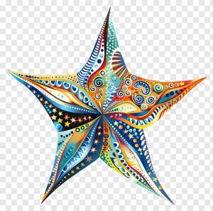 Vibrant Abstract Star PNG | Colorful Decorative Art with Intricate Patterns & Mandala-Inspired Details | Free Download PNG image