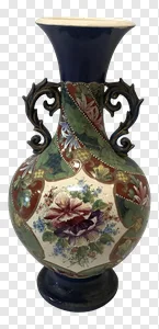 Exquisite Vintage Ornate Floral Vase PNG - Detailed Ceramic Art with Handles, Antique Decor Free Download PNG image