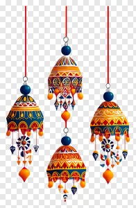 Vibrant Traditional Decorative Lanterns PNG - Colorful Ethnic Festive Ornaments Free Download PNG image
