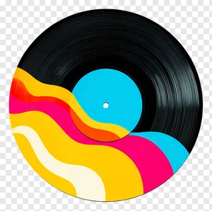 Colorful Wavy Abstract Vinyl Record PNG - Free Download Vibrant Music Art & Modern Design Element PNG image