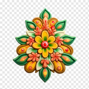 Vibrant 3D Floral Mandala PNG | Colorful Decorative Motif Free Download PNG image