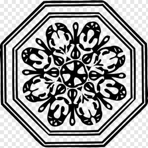 Vintage Floral Octagon Mandala PNG | Intricate Decorative Black & Green Geometric Ornament | Free Download for Classic Design Projects & Patterns PNG image