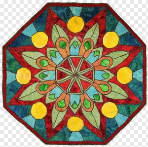 Stained Glass Mandala PNG - Colorful Octagonal Design PNG image