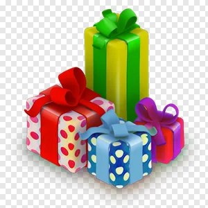 Vibrant Assortment of Colorful Gift Boxes PNG | Transparent Presents for Christmas, Birthdays, Holidays & Special Occasions - Free Download PNG image