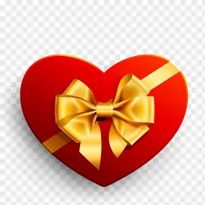 Free Red Heart Gift Box PNG with Golden Bow - Transparent Valentine's Day Love Present Download preview