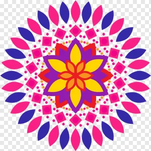 Vibrant Colorful Mandala Floral PNG - Free Decorative Geometric Pattern | Indian Art & Ethnic Ornament Download PNG image — free transparent PNG download