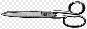 Vintage Tailor's Scissors Engraving PNG - Classic Black & White Antique Cutting Tool Illustration with 'BP. CO LTD' Marking PNG image