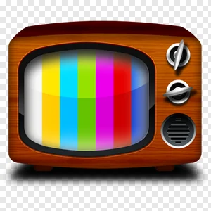 Free Vintage TV Color Bars PNG Icon - Retro No Signal Test Pattern - Download Classic Wood Television App Symbol PNG image