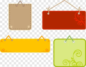 Decorative Hanging Price Tags & Blank Labels PNG Collection - Red, Green, Yellow, Beige Signs, Free Download Vector Elements PNG image