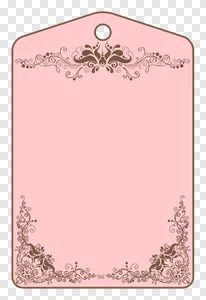 Elegant Pink Floral Swirl Frame PNG - Vintage Decorative Label Border Design PNG image