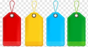 Free Download: Vibrant Glossy Price Tags PNG – Red, Yellow, Blue, Green Label Vector for Sales, Promotions & Business Graphics PNG image