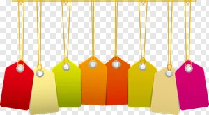 Vibrant Hanging Price Tags PNG | Multi-Color Blank Labels for Sales, Discounts, Shopping & Marketing | Free Download Transparent Background PNG image