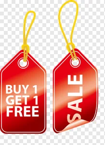 Buy 1 Get 1 Free & Sale Tags PNG | Red Discount Labels for Marketing Promotions | Free Download PNG image