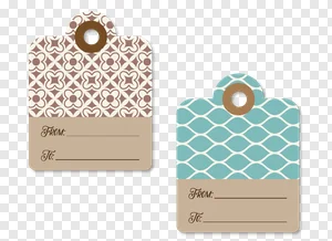 Decorative Gift Tags PNG - Free Printable Present Labels with Elegant Quatrefoil & Teal Wave Patterns for Gifting PNG image — free transparent PNG download