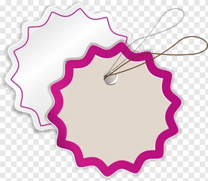 Decorative Wavy Magenta Border Tags PNG - Free Download Dual Price Sale Labels & Blank Gift Tags with String for Marketing & eCommerce Graphics PNG image