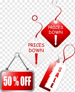 Dynamic Sale & Discount Tags PNG - 50% Off, Prices Down Labels for Promotions PNG image
