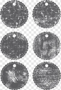 Free Distressed Scalloped Tags PNG - Grunge Circular Labels, Vintage Scrapbook Elements Download PNG image