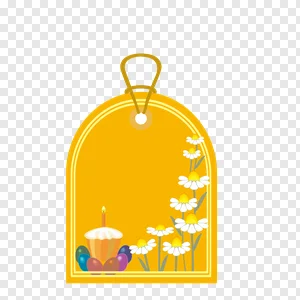 Free Easter Tag PNG: Festive Cake, Colorful Eggs & Daisy Border - Download Spring Holiday Label Template PNG image