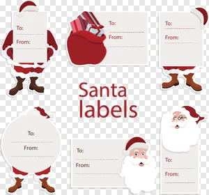 Free Santa Christmas Gift Tags PNG - Holiday Labels, Editable To/From Stickers, Festive Gift Labels Download PNG image