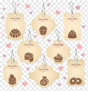 Free Sweet Cakes & Desserts PNG Tags Collection - Vintage Bakery Labels with Cupcakes, Donuts & Pastries for Download PNG image