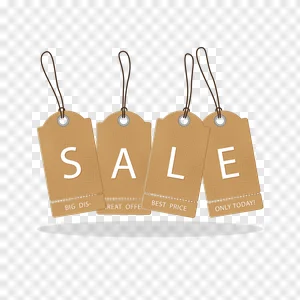Sale Tags PNG Free Download | Rustic Brown Discount Price Labels with 'Big Dis-', 'Great Offe', 'Best Price', 'Only Today!' Text for Promotions & Offers | Transparent Background PNG image