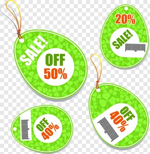 Vibrant Green Shamrock Sale Tags PNG - 50%, 40%, 20% OFF Discount Labels for Promotions & Marketing - Free Download PNG image