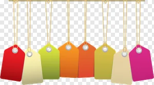 Vibrant Hanging Price Tags & Blank Labels PNG - Customizable Sale, Discount & Marketing Template Graphics PNG image