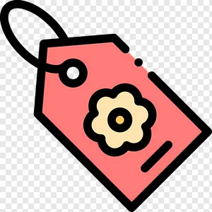 Adorable Pink Floral Tag PNG Icon | Free Gift, Price & Sale Label Clipart Download PNG image