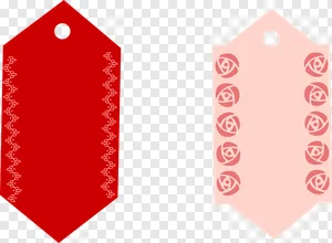Elegant Red & Pink Decorative Tags PNG | Free Floral Gift Labels, Bookmarks & Pricing Cards with Rose & Vine Designs PNG image