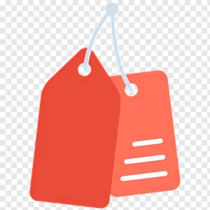 Free Coral Red Price Tags PNG Icon - Hanging Labels for Sales, Discounts, Shopping & Retail Promotions PNG image