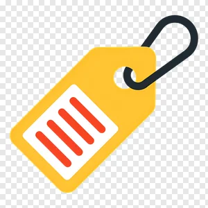 Free Yellow Price Tag Icon PNG | Modern Shopping Label with Red Details for Sales & E-commerce PNG image
