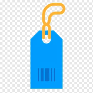 Blue Price Tag with Barcode Icon PNG - Free Product Label & Shopping Symbol Download PNG image