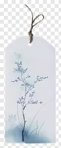 Elegant Watercolor Botanical Gift Tag PNG - Serene Branch & Leaves Label Free Download PNG image