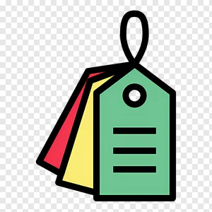 Free Colorful Price Tags PNG Icon: Green Product Label with Red & Yellow Layers for E-commerce, Sales & Marketing Downloads PNG image