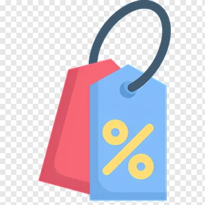 Free Discount Tags PNG Icon - Blue & Red Sale Label with Percentage Sign for Promotions PNG image
