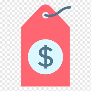 Free Price Tag Icon PNG with Dollar Sign - Coral & Blue Pricing Label for Sales & E-commerce PNG image