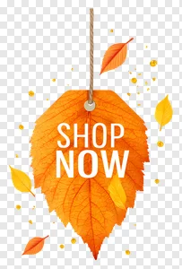 Autumn Sale Shop Now Leaf Tag PNG Free Download - Perfect for Fall Promotions & Discounts PNG image