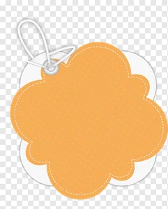 Cute Dotted Orange Cloud Tag PNG with Stitched Border & Gray Loop | Free Download PNG image