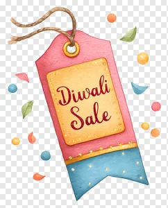 Festive Diwali Sale Tag PNG | Vibrant Watercolor Discount Label for Promotions & Offers PNG image