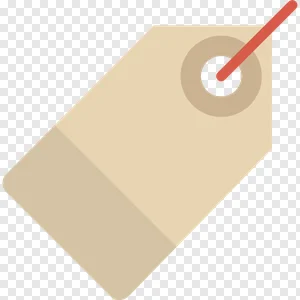 Free Beige Price Tag PNG Icon | Minimalist Retail, Sale & Shopping Label Download with Red String PNG image